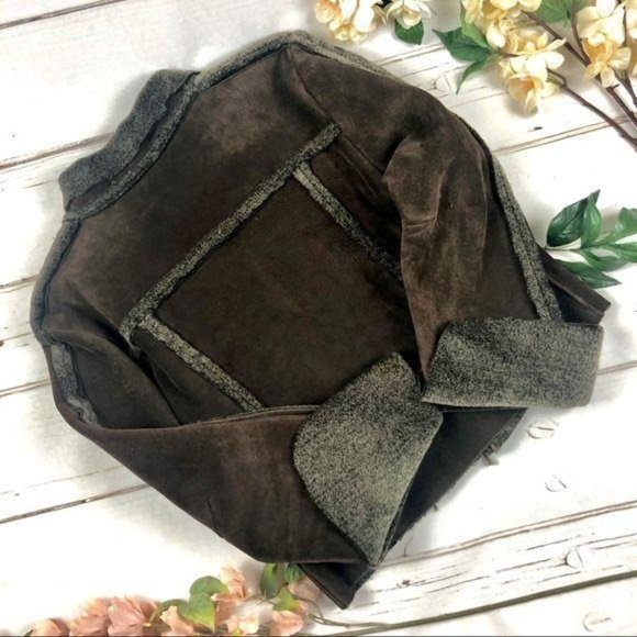 GUESS Brown Suede Jacket with Faux-Fur Lining - L - Picture 6 of 9